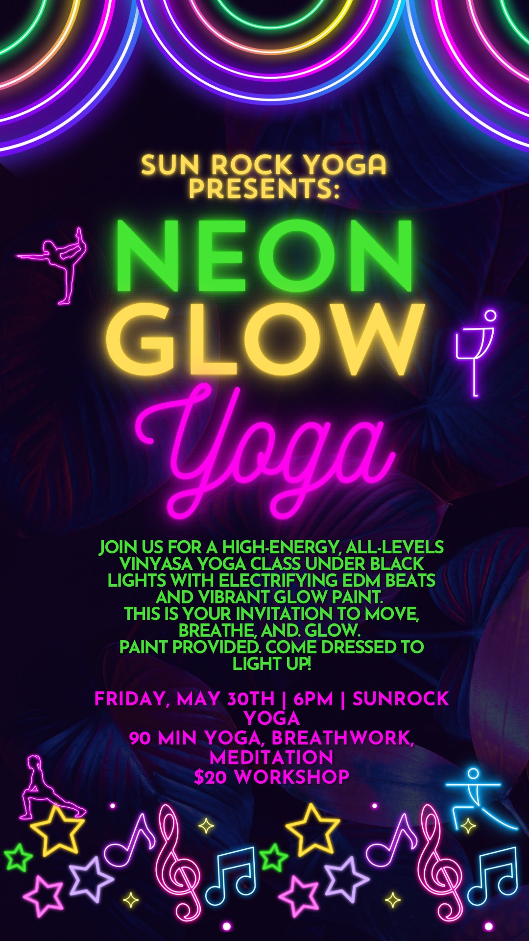 Glow Yoga Neon Glow Yoga and Breathwork Special Event
